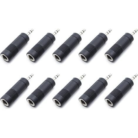 Ce kit adaptateur jack audio stéréo 3,5 mm vers 6,35 mm ou 6,35 mm vers 3,5 mm vous permet de connecter des appareils à des amplificateurs, des guitares, des pianos et des haut-parleurs. (1/5)
