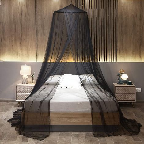 Schwarzes Moskitonetz fürs Bett, Babybett-Himmel, Moskitonetz für großes Doppelbett, Moskitonetz für Schlafzimmer, Zelt, Einzelbett, Kingsize-Bett, Hängendes Moskitonetz, Himmelbett für den Außenberei (1/5)
