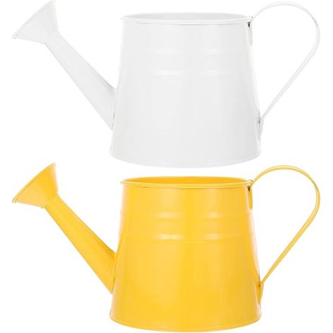 Filiyano-2 ornements en pots galvanisés séchés jaunes, style rustique, fleurs, pot en tuyau, récipient, cruche, arrangement floral extérieur de style (1/5)
