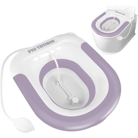Toilet Bidet, Toilet Seat Bath with Flush, Foldable for Postpartum Care and Relief of Hemorrhoidal Pain and Old Age (Purple) (1/5)