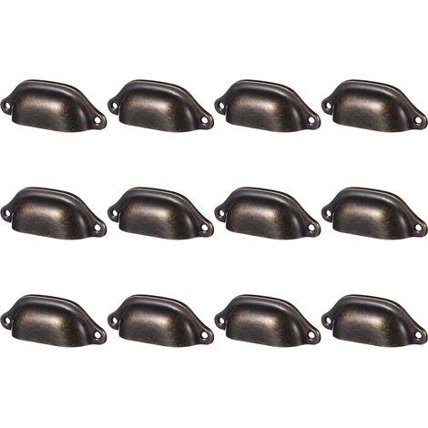 Poignées Coquille Vintage en Métal Noir Surface Lisse Lot de 12 pour Tiroir et Porte D’Armoire Déco Maison (1/5)