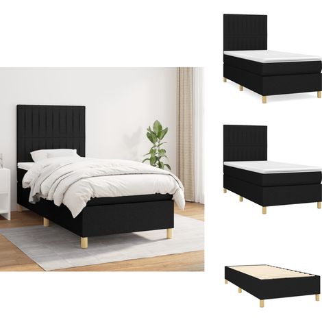 Boxspringbett mit Matratze Schwarz 90x200 cm Stoff - Boxspringbett - Doppelbett - Schlafsystem - Bettrahmen - Matratze (1/5)