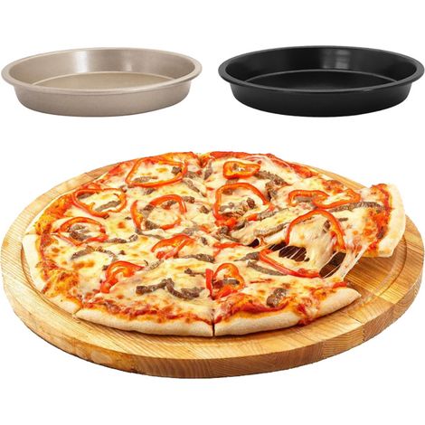Moule à pizza rond 25 cm antiadhésif en acier au carbone pour cuisson, plaque à pizza professionnelle. (1/4)