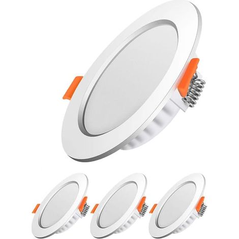Lot de 3 spots LED encastrés 6W 220V, lumière neutre 4000K, panneau rond intérieur (1/5)
