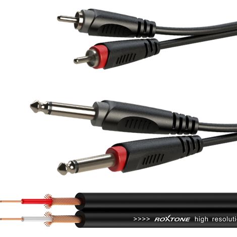 Cable de audio 2 x RCA / 2 x Jack 6,3 mm mono 3 m smart Roxtone SACC150L3 (1/4)