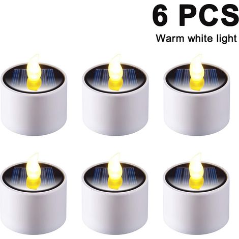 lanternes solaires à bougies chauffe-plat – Lampes solaires électroniques LED rechargeables à effet scintillant – Bougies solaires sans flamme pour l'extérieur, le camping et les situations d'urgence
