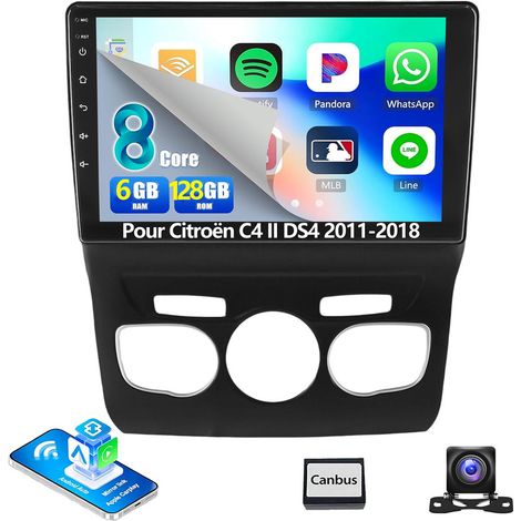 Autoradio Android 14 10 Pouces 6Go+128Go pour Citroën C4 II / DS4 (2011-2018) - 8-Cœurs, 4G, Apple CarPlay, GPS, Wi-Fi - 6+128G CAM (1/5)