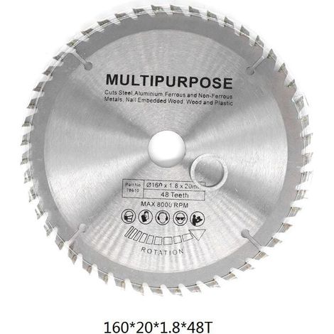 Lame circulaire 160mm en métal argenté, disque de sciage 20 dents pour bois, outil de coupe rotatif professionnel pour scie électrique. (1/3)