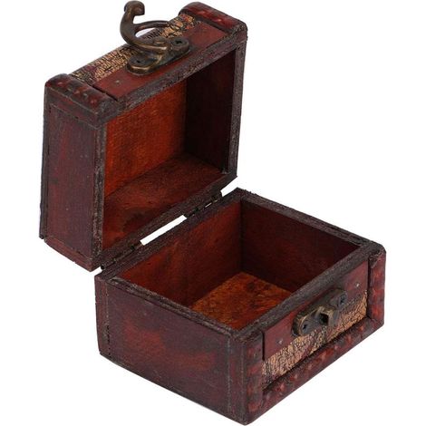 Wooden Jewelry Box, Vintage Jewelry Storage Box, Decorative Display Case with Map Pattern, Handmade Wooden Treasure Chest, Keepsake Organizer with Vintage Style (1/5)