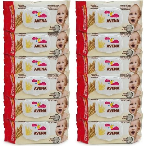 960 Salviette Umidificate profumate all'avena per Neonato Igiene Personale kIT risparmio con Chiusura A Clip Salvafreschezza Tessuto ad Alveare Extradelicato 42gr per baby casa o in viaggio
