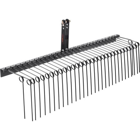 VEVOR Rateau paysager remorque, 1830 mm, rateau dechaumeur avec 32 dents en acier, rateau a gazon fixable sur la categorie 1, 3 points pour tracteur, pour feuilles, aiguilles de pin, paille, herbe
