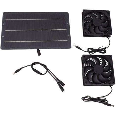Kit de ventilateur à panneau solaire 10W, double ventilateur d'extraction à énergie solaire résistant aux intempéries, montage mural pour poulaillers, serres, hangars