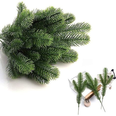 Lot de 50 branches de pin artificielles pour décoration de Noël-Ywey (1/5)