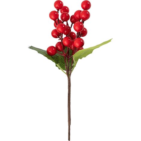 Rameau De Baies Rouges - Décoration Artificielle Pour Noël - Pour Intérieur Et Extérieur - Lot De 5 Pièces (1/5)