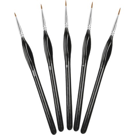 Lot de 5 Pinceau Fin Peinture Acrylique, Détail Pinceau de Peinture par Numéro, Miniatures Ensemble de Mini Pinceaux de Peinture pour Acrylique, Modèle, Aquarelle, Huile, Figurine (1/5)