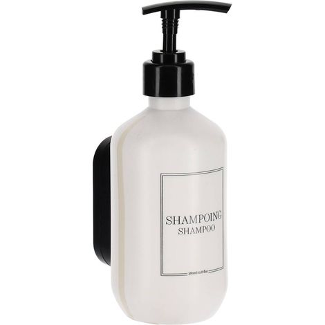 Distributore di shampoo in plastica da 380 ml con supporto a parete per il fissaggio o 3m - bianco - Tendance