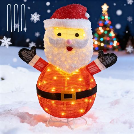 Décoration Noël éclairée 80 cm Père Noël pliable chapeau 45 lumières LED décorations Noël jardin cour intérieur 79 (1/5)