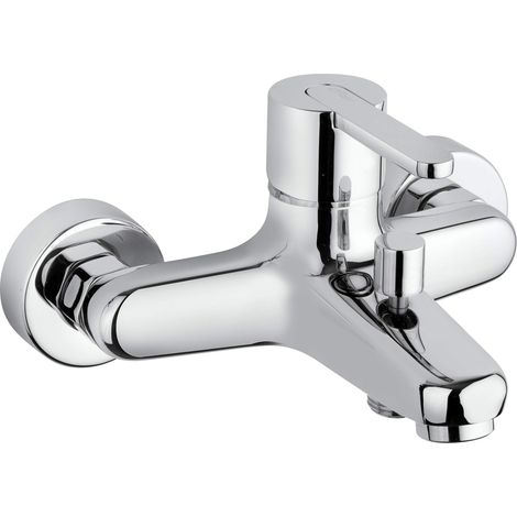 Paini - Gaia 105 Rubinetto Miscelatore Bagno Monocomando per Vasca con Doccetta 1 getto, supporto doccia snodato e Flessibile Silverflex 175 cm, finiture Cromate e brillanti (1/4)