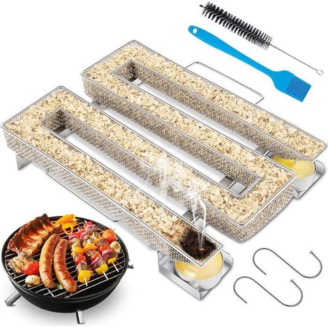 Edelstahl-Kaltrauchgenerator - 22x19x4,5cm - Mit Ölpinsel - Ideal für Fleisch und Käse (1/4)