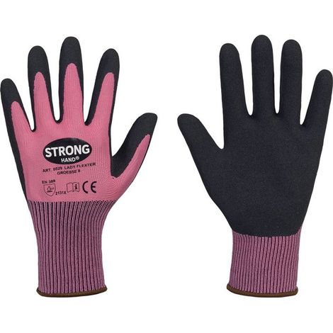 Guanti LADY FLEXTER Taglia 8 rosa/nero EN 420/EN 388 PSA II STRONGHAND (confezione da 12)
