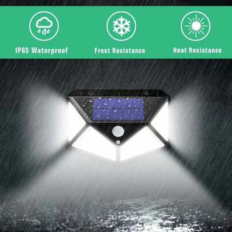 Lampe Solaire Extérieure - 100 Led - Détecteur De Mouvement 180° - Éclairage 270° - Ip65 - 2200 Mah - Lot De 4 (1/4)