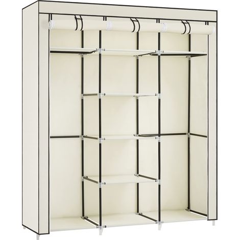 Songmics Armadio Guardaroba Appendiabiti in Acciaio e Tessuto, Facile da Montare, di Colore Beige 150 x 45 x 175 cm RYG12M (1/5)
