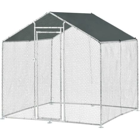 Enclos pour volailles 2x2x2m - 4m² en tube galvanisé et toile PE imperméable (1/5)