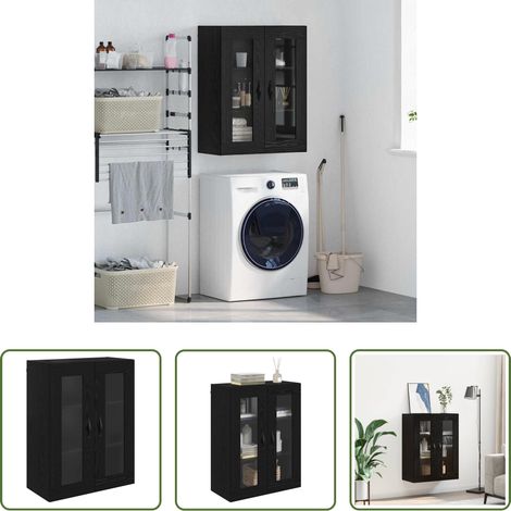 Wandregal - Wandschrank Schwarz Eichen-Optik 69,5 x 34 x 90 cm (1/5)