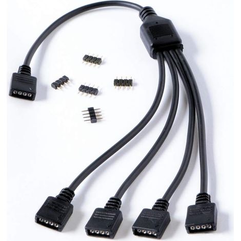 Divisor RGB de 1 a 4 - Compatible con ARGB, RGB estándar de 12V y ARGB de 5V - Conecta hasta 4 dispositivos RGB. (1/2)