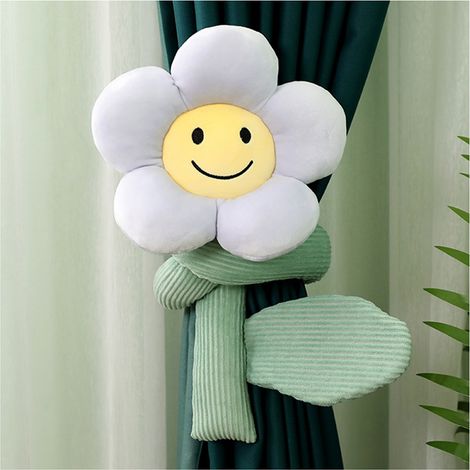Attache-rideau peluche souple mignon tournesol cartoon décoratif pour chambre enfant bureau maison violet clair longueur totale env. 95cm/37,4in (1/2)