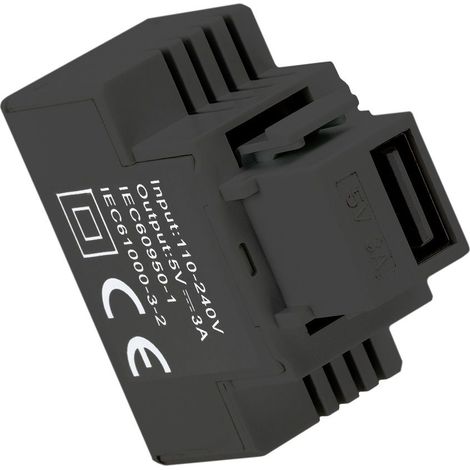 Keystone Einbaunetzteil USB-A Buchse 3A Farbe Schwarz Fanton 82897