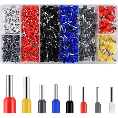 1200 Pièces Embouts de Câble, Cosses électriques, Bornes Sertir Isolées, Cosses à Sertir, Embouts de Câblage Pré Isolé, Câble de Cosses, Cosse Electrique, 0,5 à 10 mm²