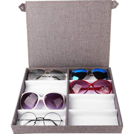 Boîte à Bijoux Boîte De Rangement Pour Lunettes Boîte à Bijoux Organisateur De Lunettes De Soleil 8 Fentes Lunettes De Soleil Lunettes De Soleil Présentoir Boîte à Bijoux Organisateur Avec Bouton (1/5)
