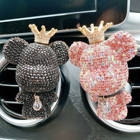 Funkelnder Strassbär-Lüftungsschlitzclip fürs Auto, Auto-Innenausstattung, Duftspender für Lüftungsschlitze, Glitzernder Nashorn-Anhänger, Geschenkidee fürs Auto (1/4)