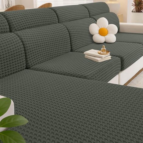 Elastischer Sitzkissenbezug für Sofa, rutschfest, 3-Sitzer, Militärgrün (1/5)
