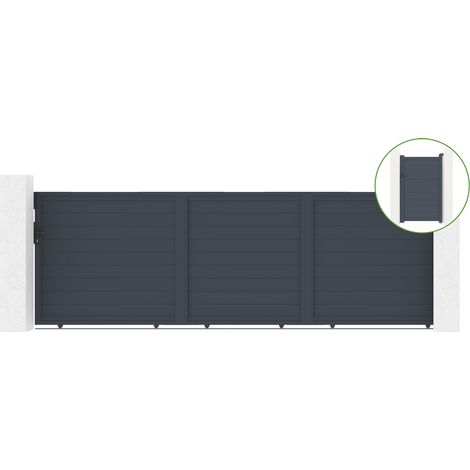 Schiebetor 5m EIGER H.160cm + 1m graues H.160cm Aluminium (1/5)