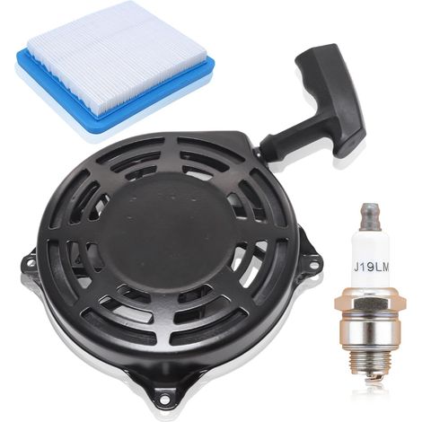 Démarreur à Câble pour 497680 498144 Démarreur Manuel pour Tondeuse à Gazon, 497680 Tondeuse à Gazon Démarreur de Recul de Rechange, avec 491588S Filtre à Air RJ19LM Bougie d'Allumage (1/5)