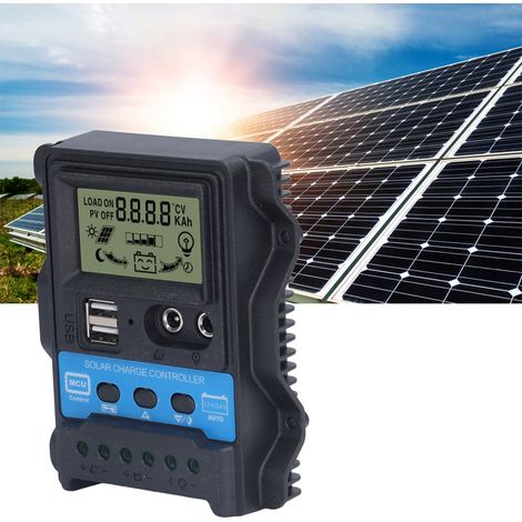 Solarladeregler mit LCD-Bildschirm, zwei 5V-USB-Ausgängen, 10A-PWM-Regler (1/5)