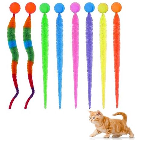 Cat Ball Cat Toy Indoor Cat Toy with Fluffy Tail Interactive Toys Bands for Indoor Cats - Elastic Toy (1/5)