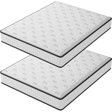 DEWINNER Matelas Lot 2 140x190x16cm, Matelas en Mousse à Mémoire de Forme, Haute Densité, Fermeté Moyenne, Épaisseur 16cm, Hypoallergénique, 7 Zones, Réversible à Deux Faces Utilisables 2pcs