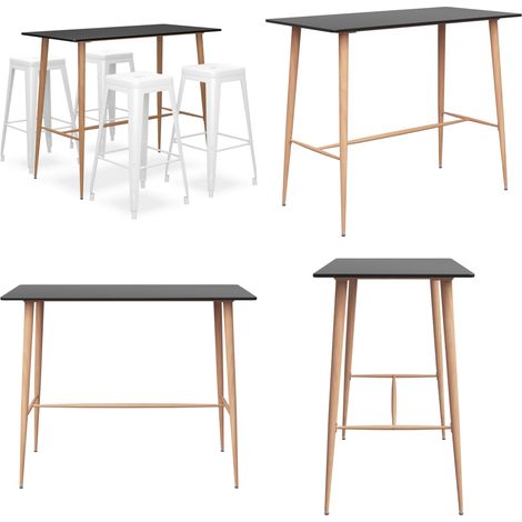 Ensemble de bar 5 pcs Noir et blanc - Ensemble De Bar - Meuble De Salle À Manger - Table De Bar - Tabouret De Bar - Mobilier Moderne - Home & Living (1/5)
