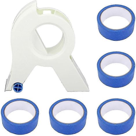 Applicateur de ruban de masquage pour peinture, applicateur de ruban de peintre en plastique, distributeur de ruban de masquage avec 5 rouleaux bleus. (1/5)