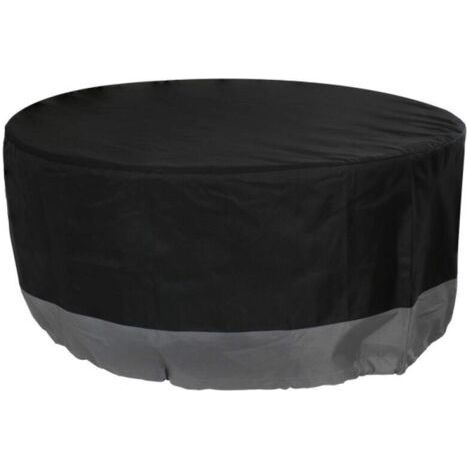 Housse de foyer extérieur ronde de 152 cm (60 pouces) de diamètre, noire/grise, avec cordon de serrage et protection anti UV pour foyer. (1/5)