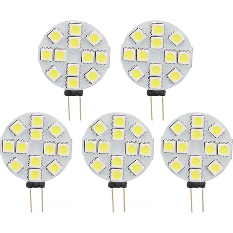 Ortviai Ampoules LED G4 5 pièces – 2 W, 6000 K, angle de faisceau 180°, blanc froid, 12 V, remplacement halogène (1/5)