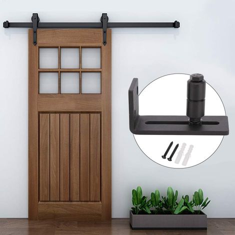 Guide de sol pour porte de grange coulissante acier carbone, noir (1/5)