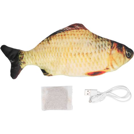 Jouet électrique en forme de poisson pour chat, en peluche, mobile, remué, sautant, Simulation automatique, rechargeable, herbe, carpe, chargement USB (1/5)
