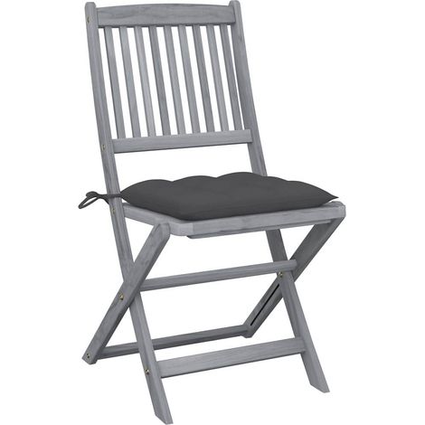 Maison Exclusive - Sedie pieghevoli con cuscini, set da 6 pezzi, in legno massello di acacia. (1/5)
