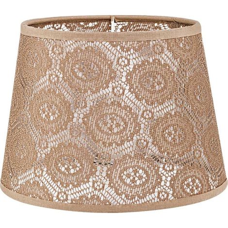 Lampenschirm für Tischlampe E14 Häkel Spitze Ø 19,5 cm konisch Stoff Schirm