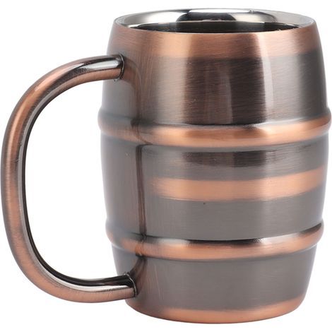 Doppelt isolierter Bierkrug aus Edelstahl, ergonomisch und sicher für Milchtee zu Hause, in Retro-Kupferfarbe (1/5)