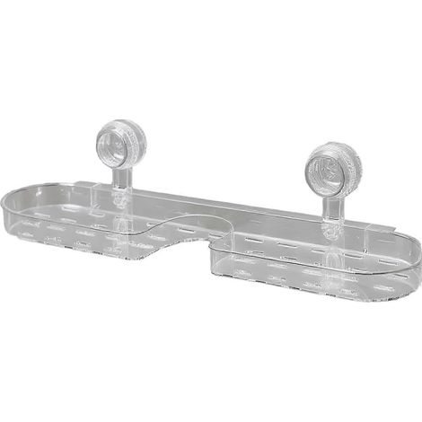Étagère murale à fixer au-dessus du robinet de salle de bain, avec ventouses, installation à double rangée, gris foncé. (1/5)